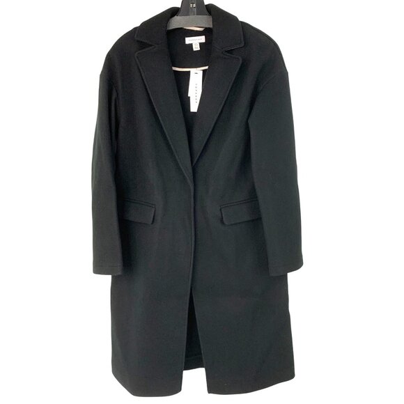 Topshop Womens Black Midweight Overcoat Size US 4 Wool Blend NWT Drop 8708 - Picture 12 of 13